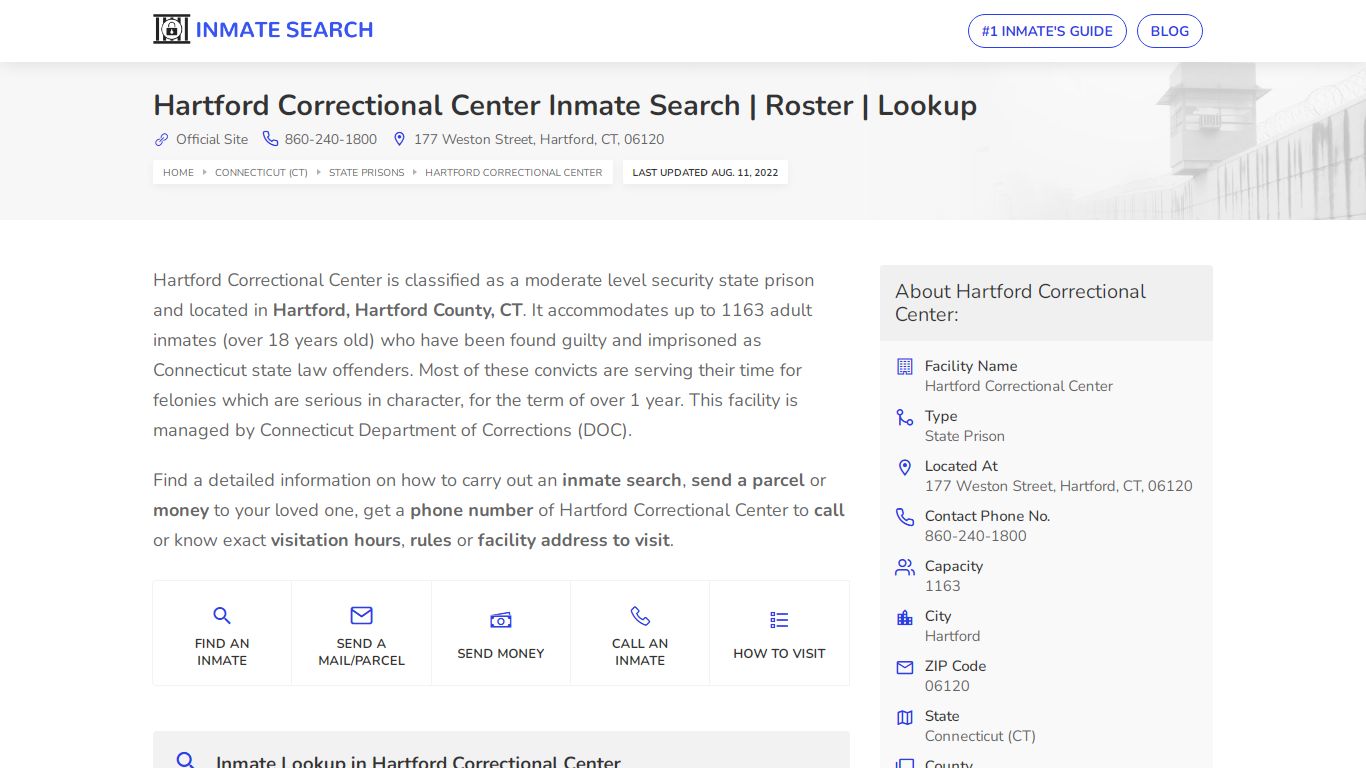 Hartford Correctional Center Inmate Search | Roster | Lookup