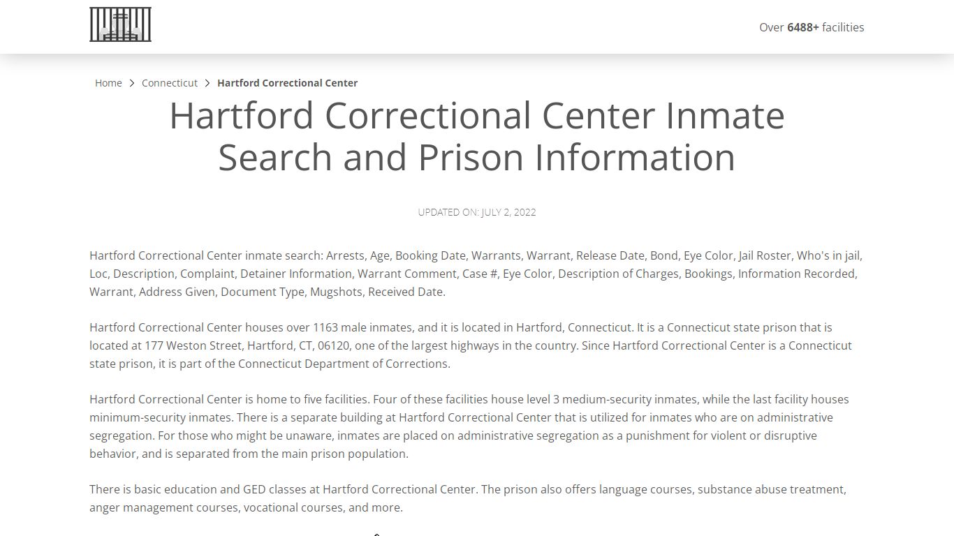 Hartford Correctional Center Inmate Search, Visitation ...